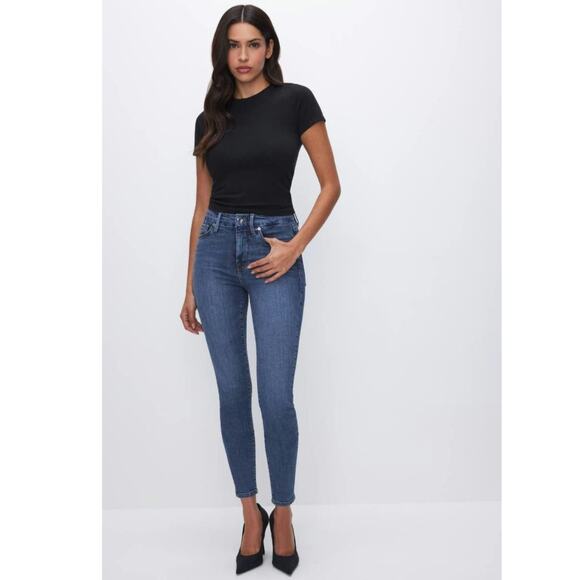 Good American Good Legs Skinny Cropped Ankle Jeans Blue Denim Size 6 Sculpting - Picture 12 of 14